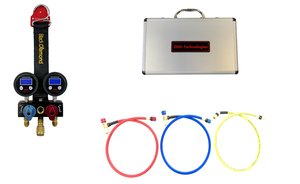 サイトグラス付ダブルデジタル<br>ミニマニホールドセット+<br>ECOバルブロータリーホースneoセット<br>DSGM-neo<br>￥85,000(税抜)