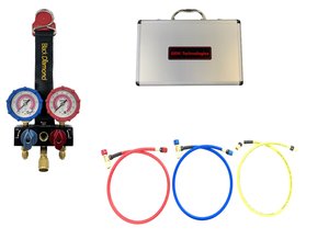 サイトグラス付ミニマニホールドセット+<br>ECOバルブロータリーホースneoセット<br>SGM-neo<br>￥53,500(税抜)