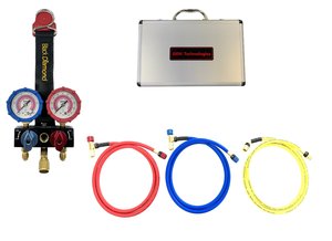 サイトグラス付ミニマニホールドセット+<br>ECOバルブロータリーホースセットneo <br>ロングタイプ<br>SGM-neo-L<br>￥55,500(税抜)